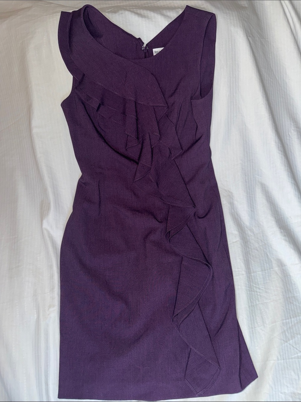 Timeless Purple Midi Dress with Cascading Ruffle